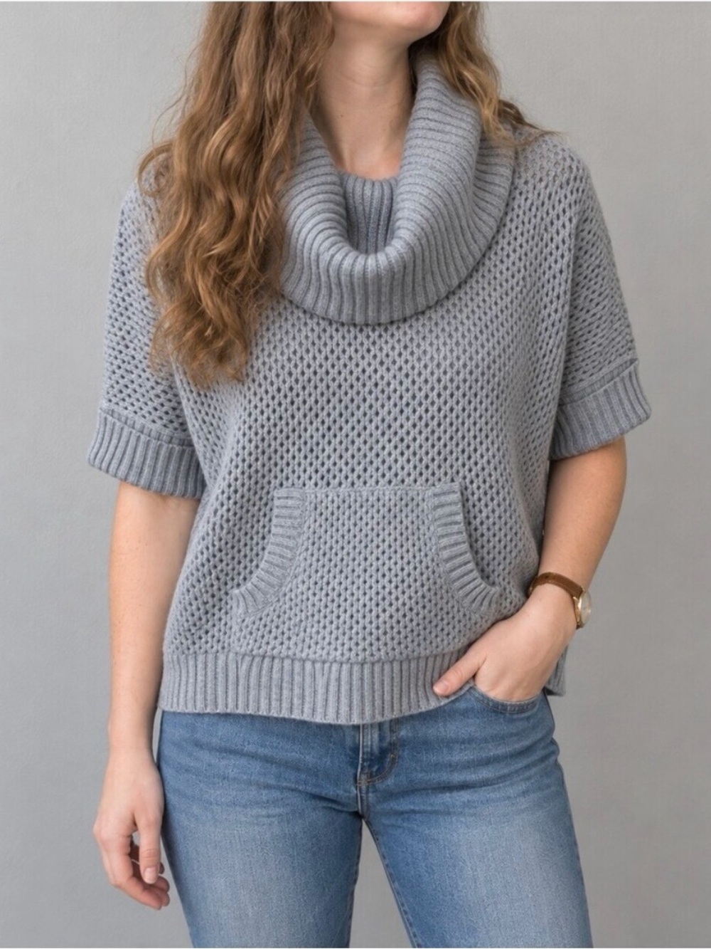 Bcbgmaxazria Eddy Cashmere Wool Gray Sweater Women One Size